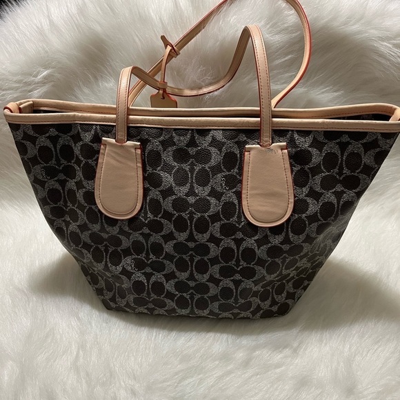 Coach Handbags - Coach Taxi Tote Bag Brown Signature Logo Canvas w/ Leather Trim- With Dust Bag